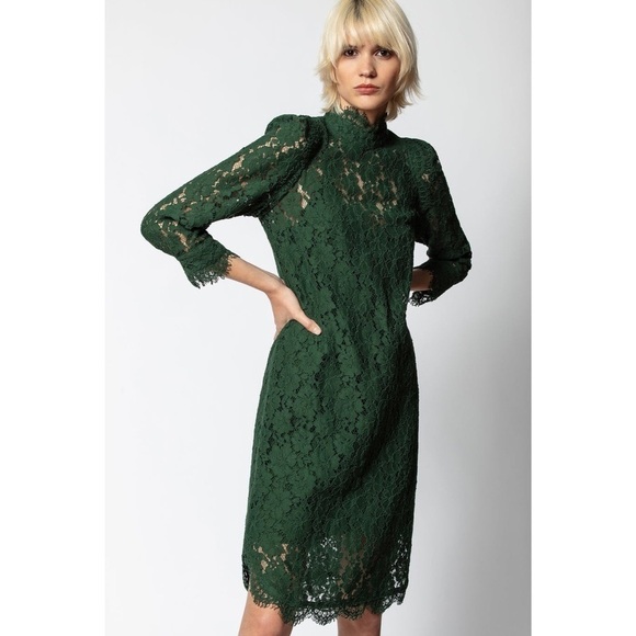 Zadig & Voltaire Rescue Lace Dress Officer Green - Picture 1 of 13